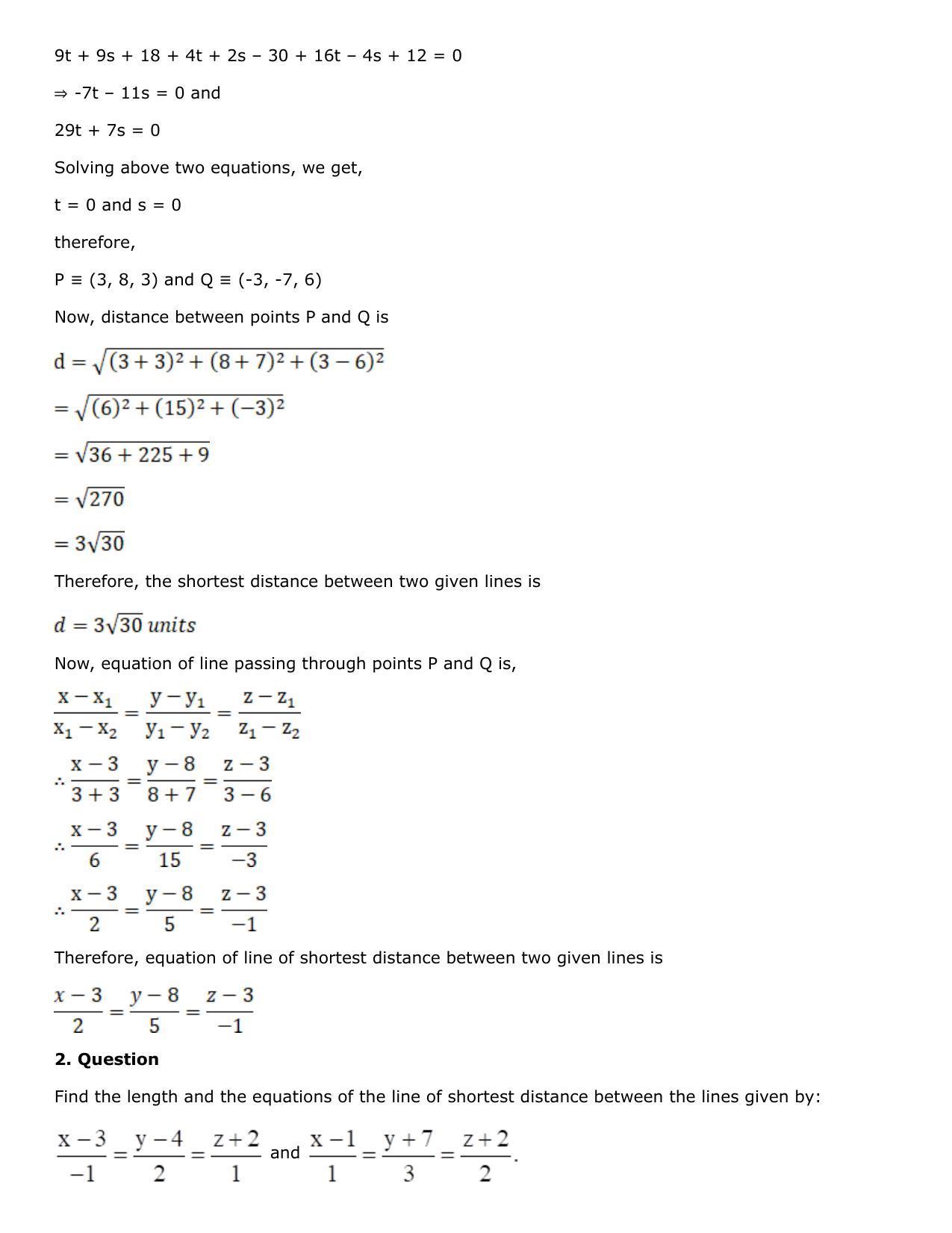 Chapter 27: Straight Line in Space Solutions: RS Aggarwal Class 12 Solutions  - Page 90