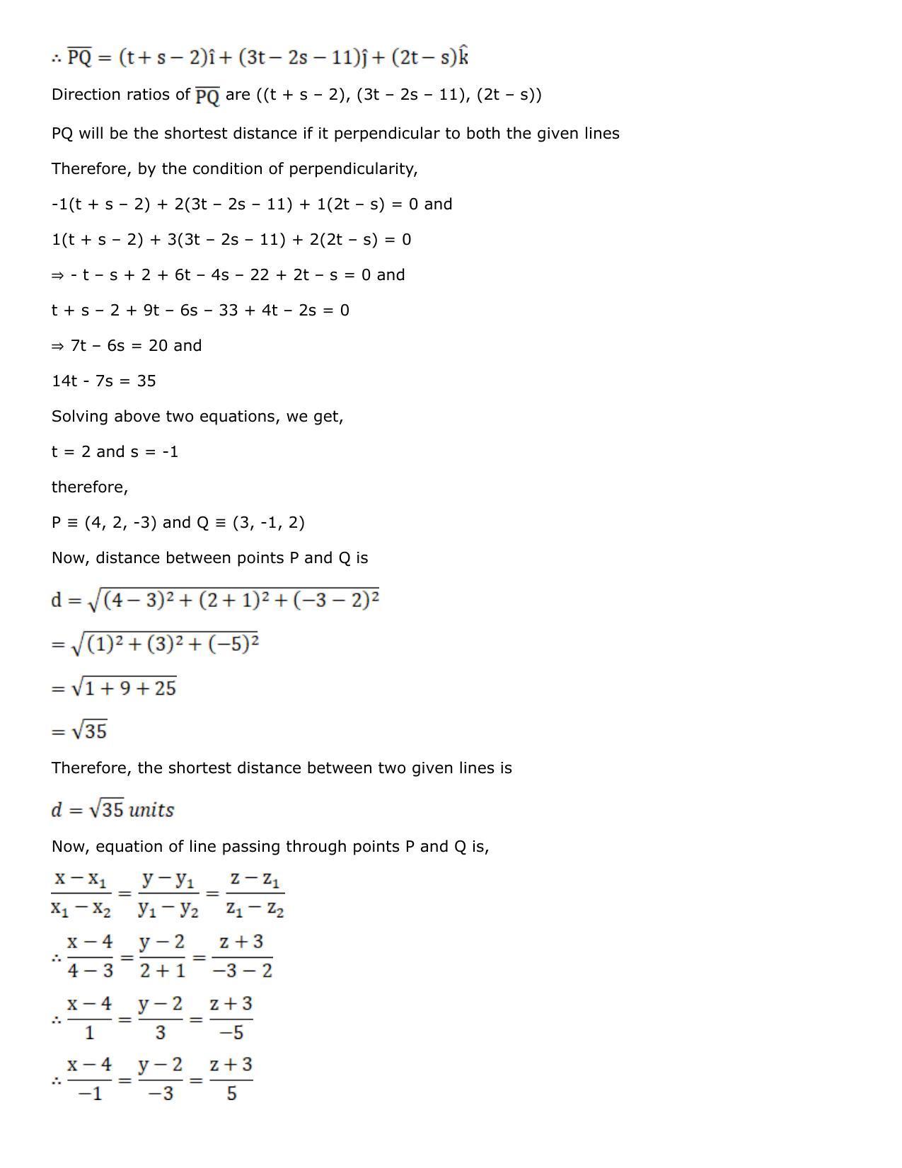 Chapter 27: Straight Line in Space Solutions: RS Aggarwal Class 12 Solutions  - Page 92