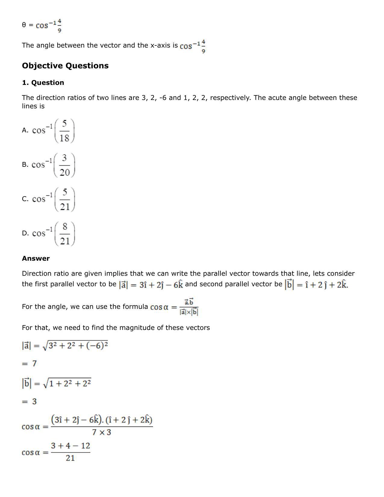 Chapter 27: Straight Line in Space Solutions: RS Aggarwal Class 12 Solutions  - Page 118
