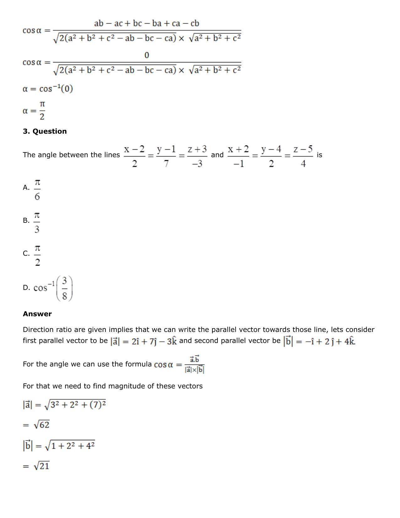 Chapter 27: Straight Line in Space Solutions: RS Aggarwal Class 12 Solutions  - Page 120