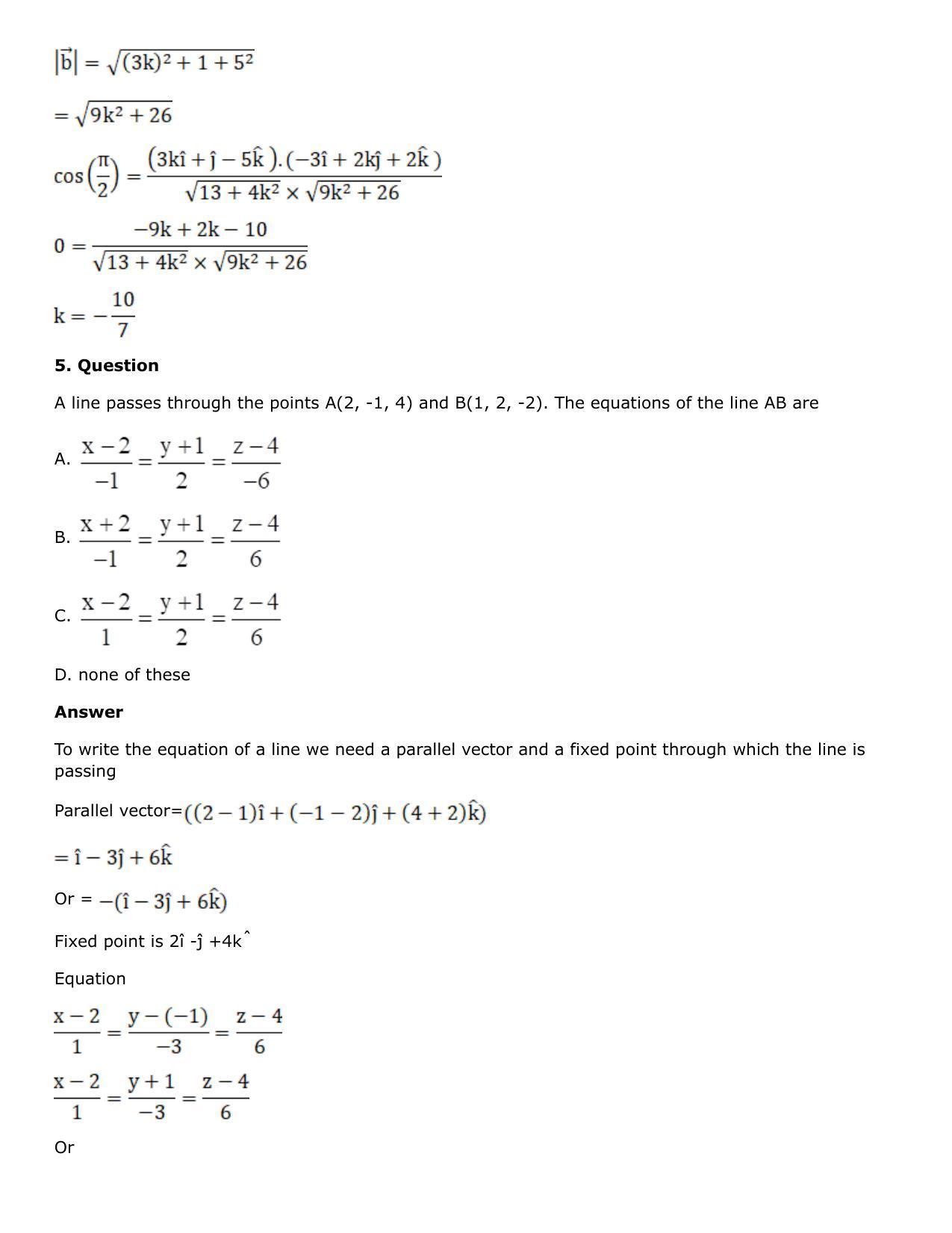 Chapter 27: Straight Line in Space Solutions: RS Aggarwal Class 12 Solutions  - Page 122