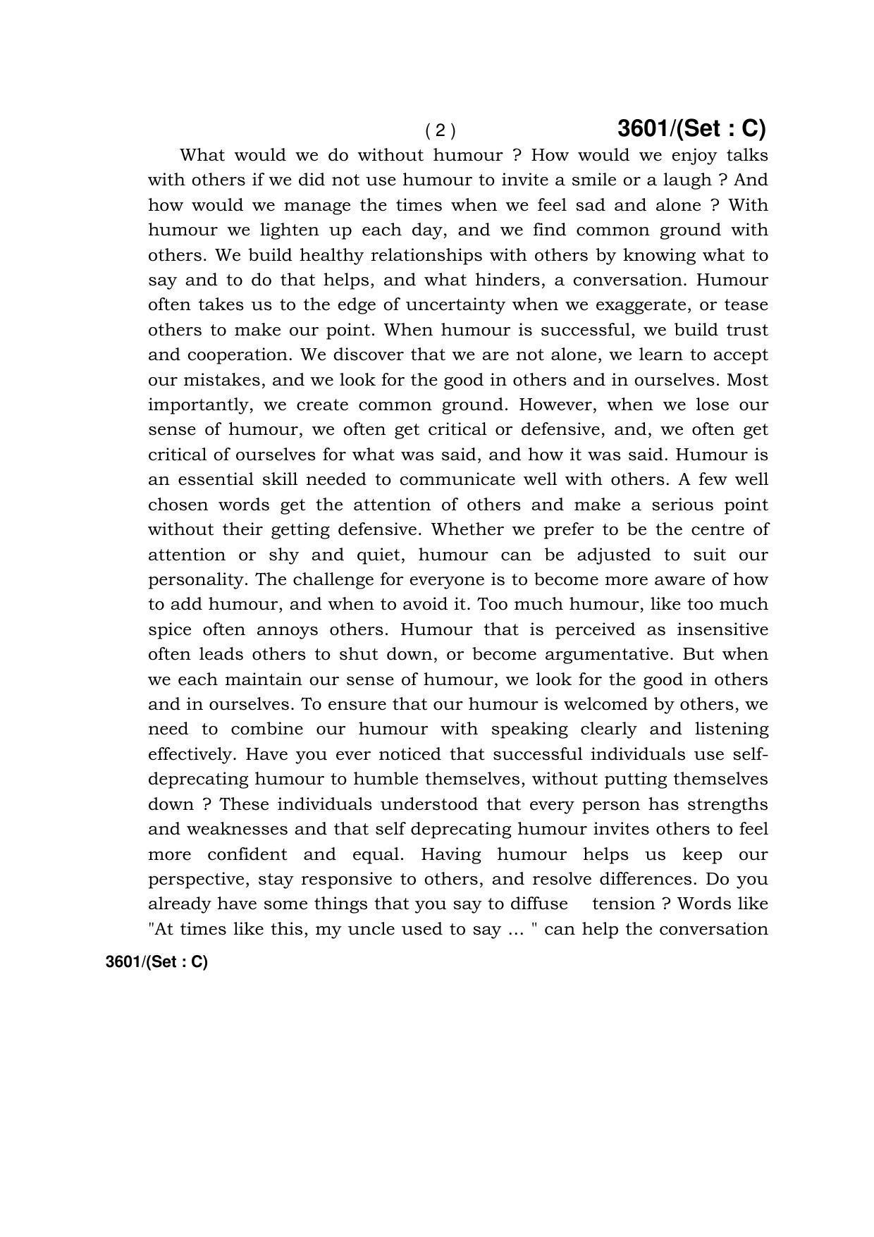 Haryana Board HBSE Class 12 English (Core) -C 2018 Question Paper - Page 2