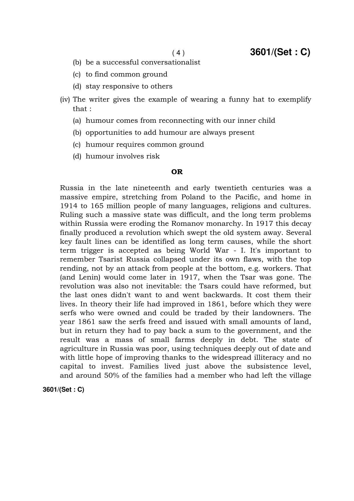 Haryana Board HBSE Class 12 English (Core) -C 2018 Question Paper - Page 4