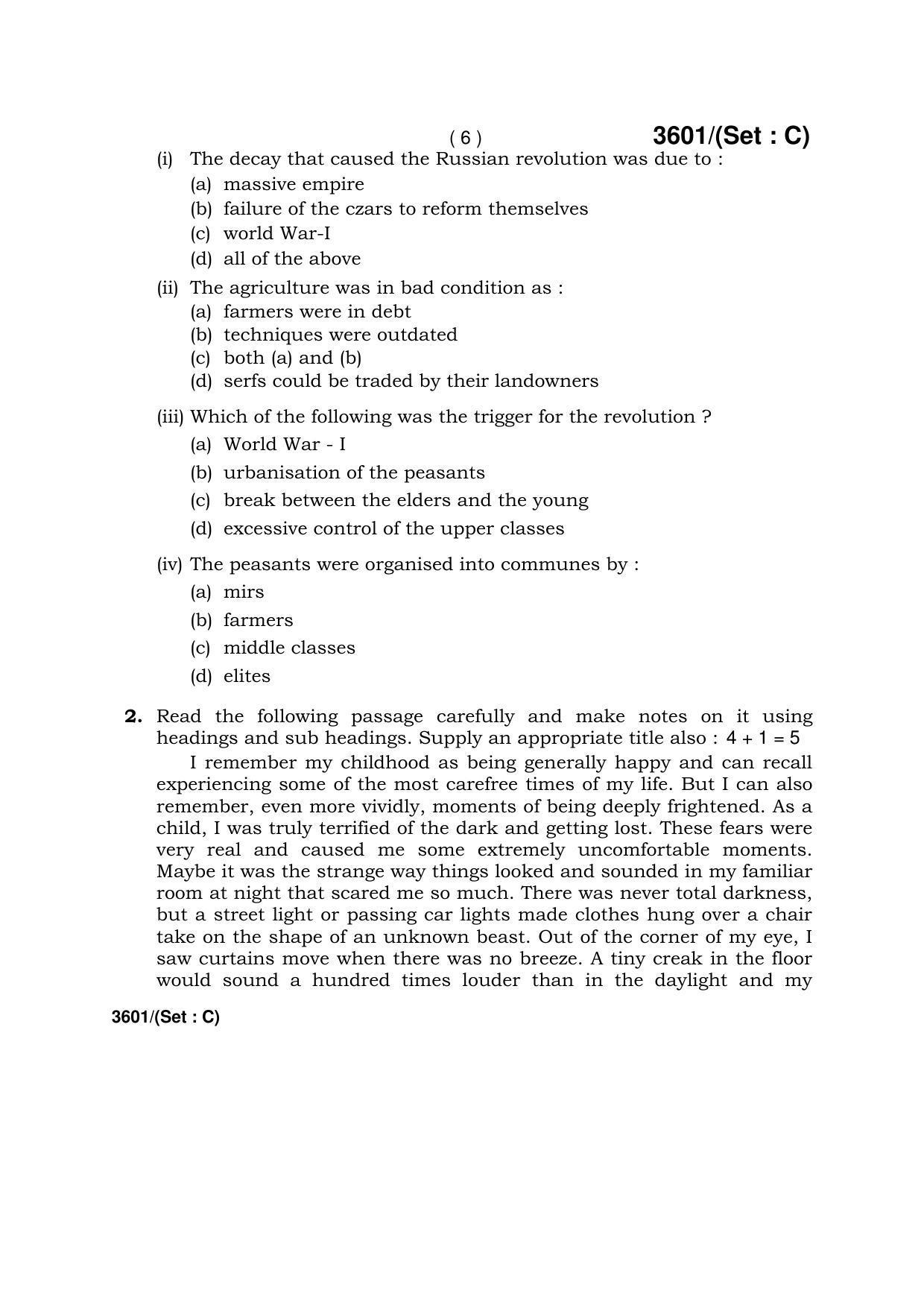 Haryana Board HBSE Class 12 English (Core) -C 2018 Question Paper - Page 6