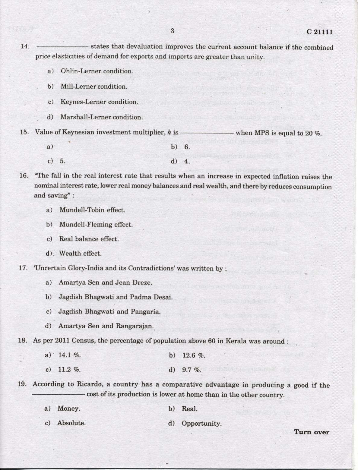 CUCAT 2022 M.A Economics & M.A.Financial Economics Question Paper - Page 3