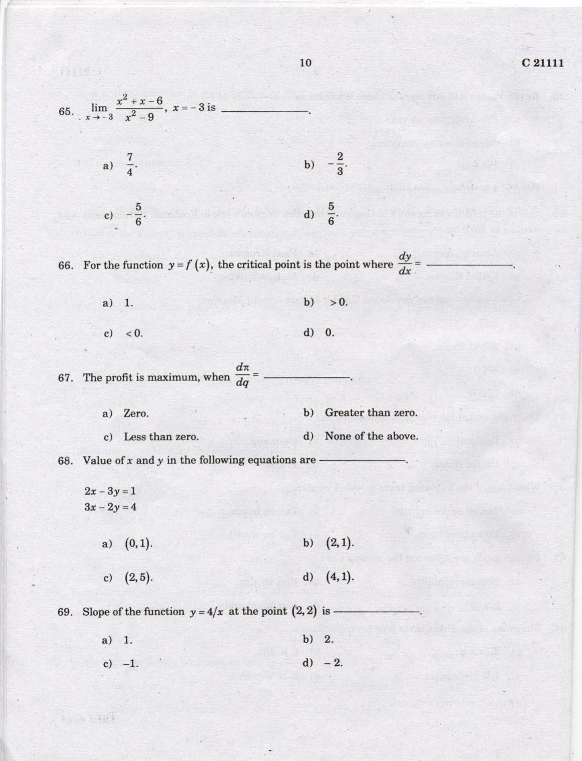 CUCAT 2022 M.A Economics & M.A.Financial Economics Question Paper - Page 10