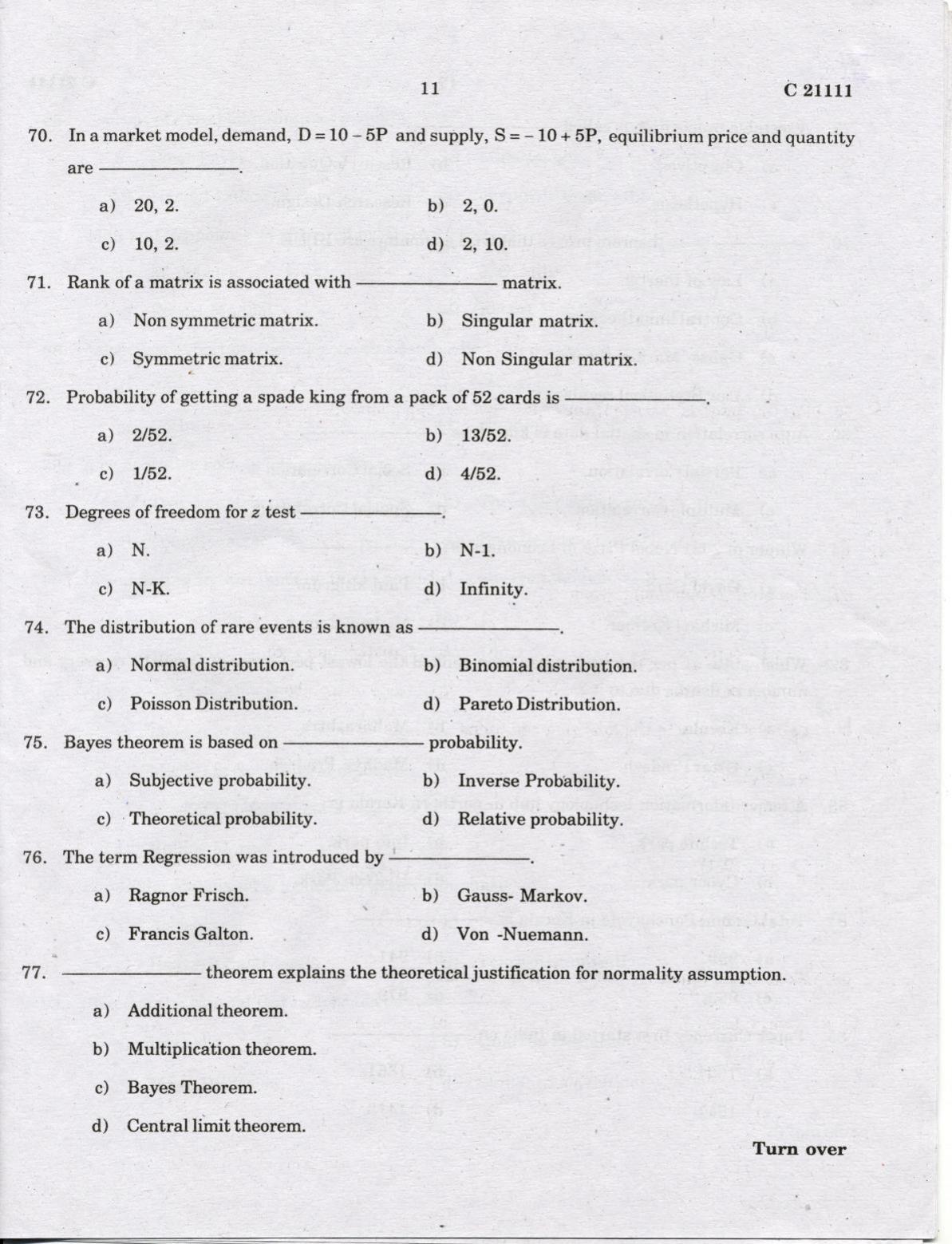 CUCAT 2022 M.A Economics & M.A.Financial Economics Question Paper - Page 11