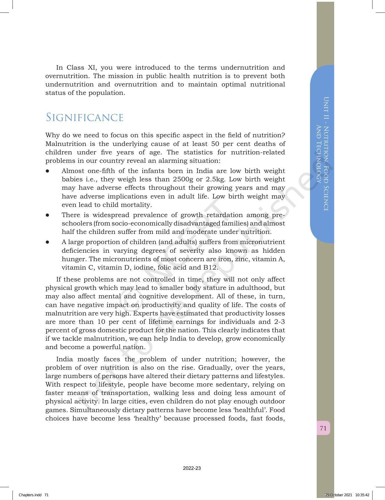 NCERT Book for Class 12 Home Science (Part -I) Chapter 3 Public Nutrition and Health - Page 2