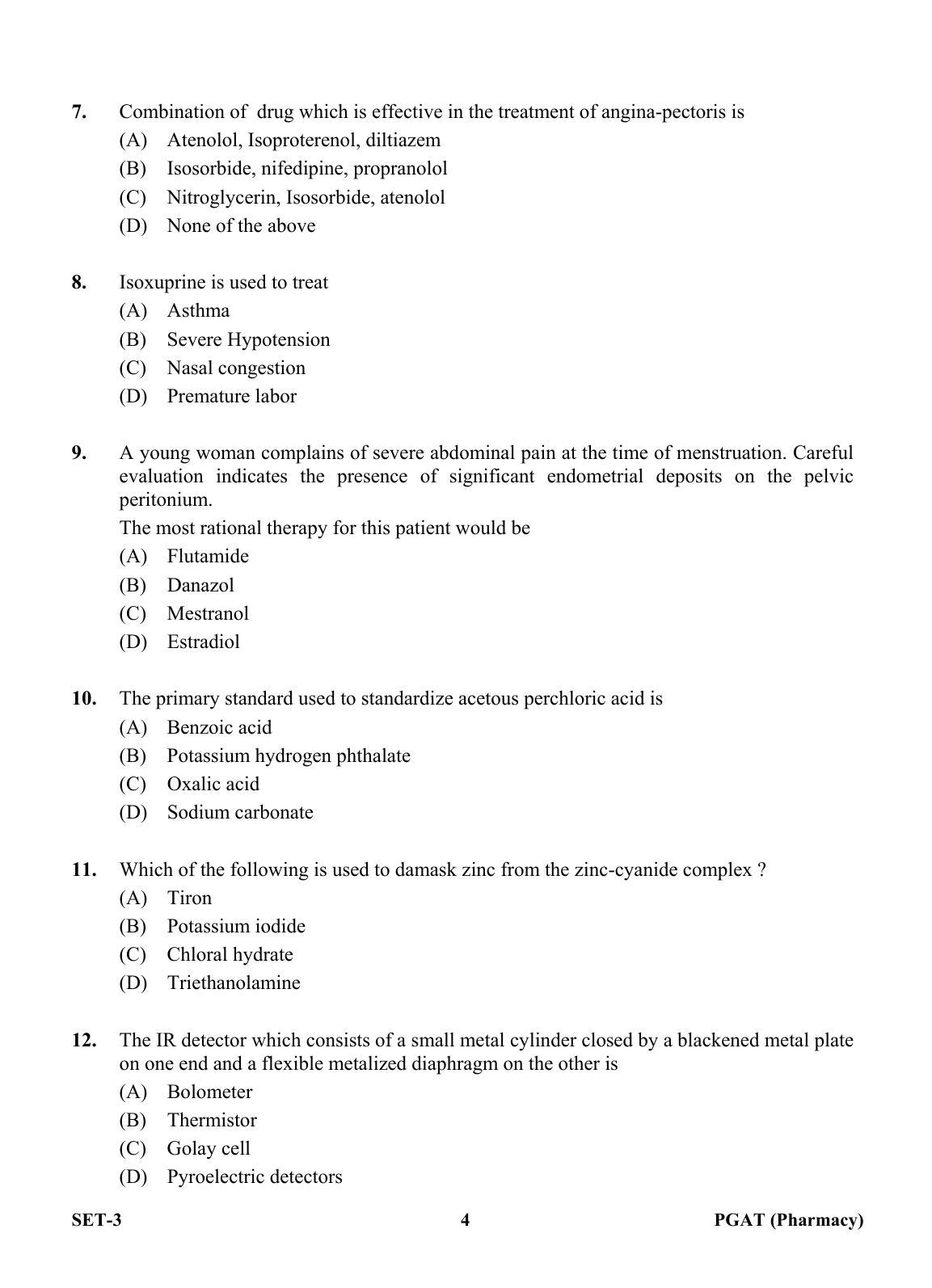 OJEE PGAT 2013 Pharmacy Set 3 Question Paper - Page 3