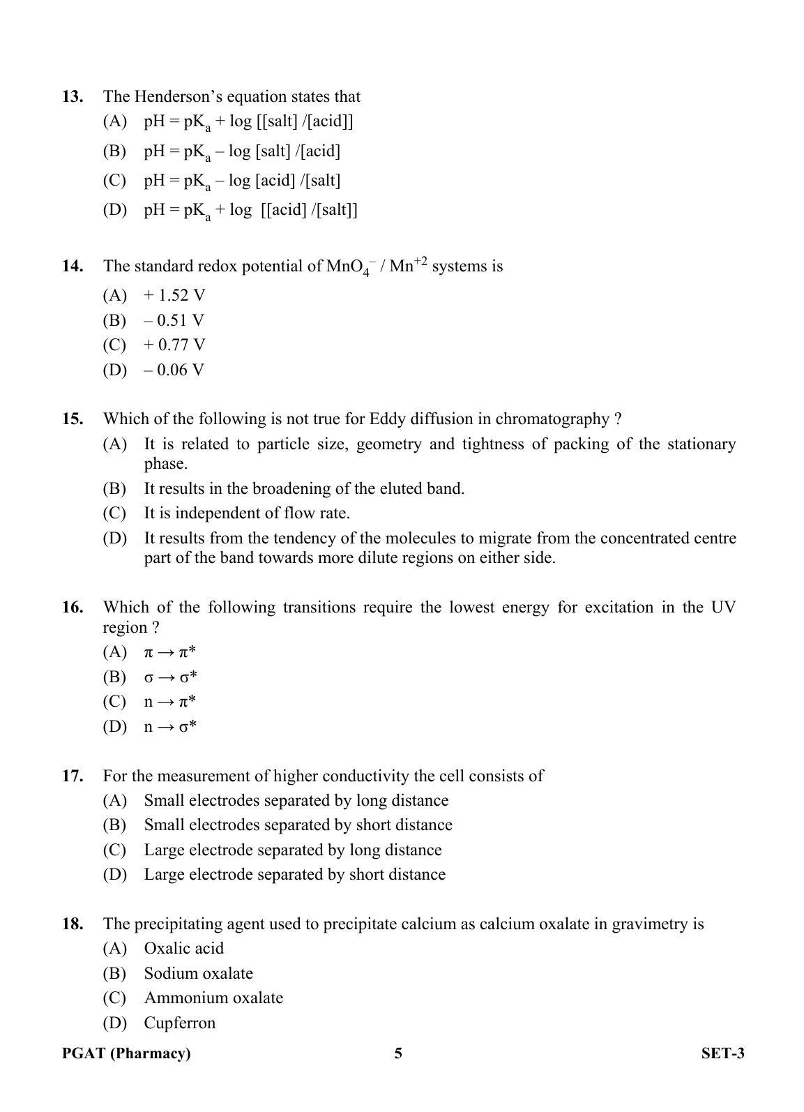 OJEE PGAT 2013 Pharmacy Set 3 Question Paper - Page 4