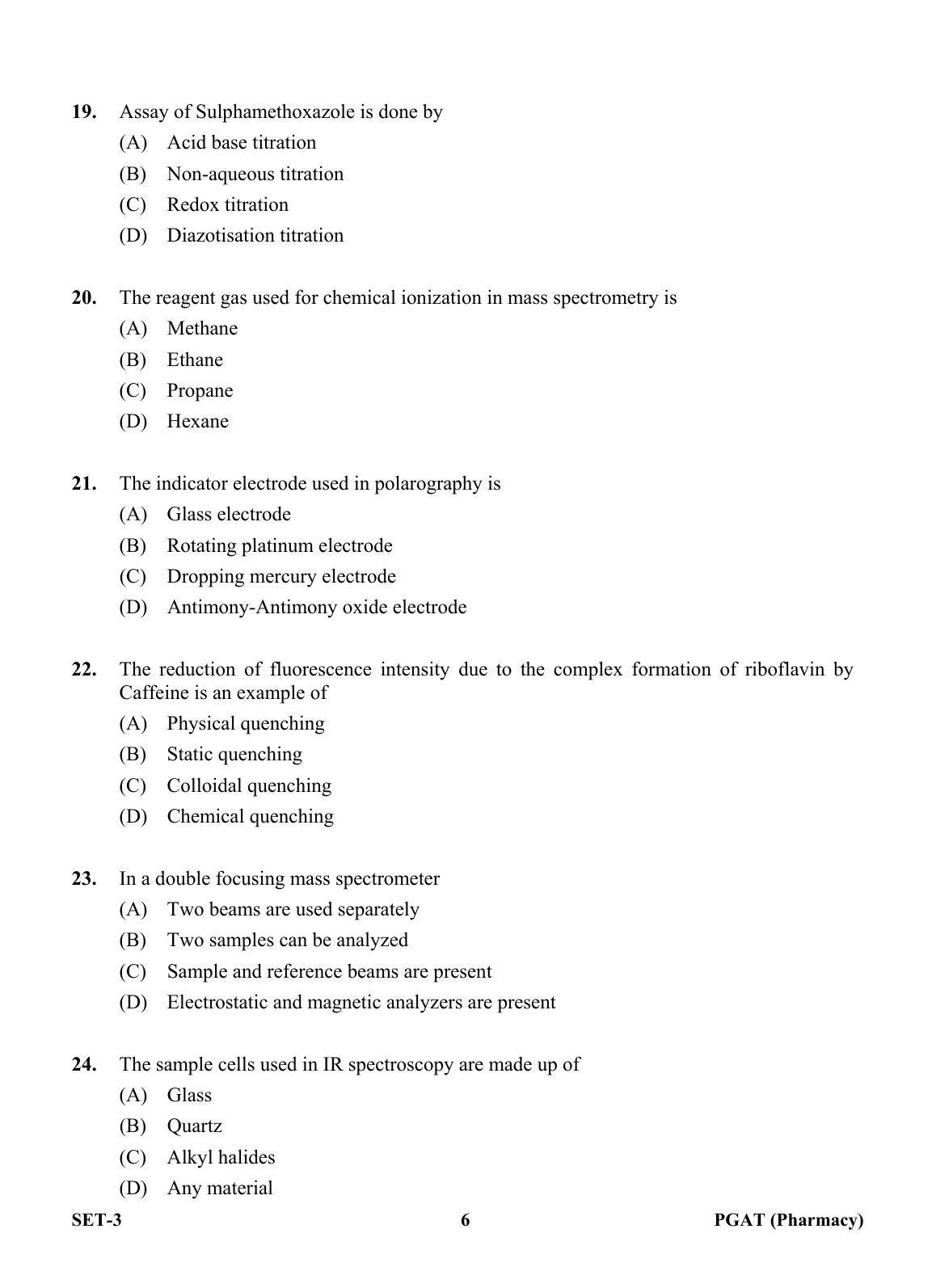 OJEE PGAT 2013 Pharmacy Set 3 Question Paper - Page 5