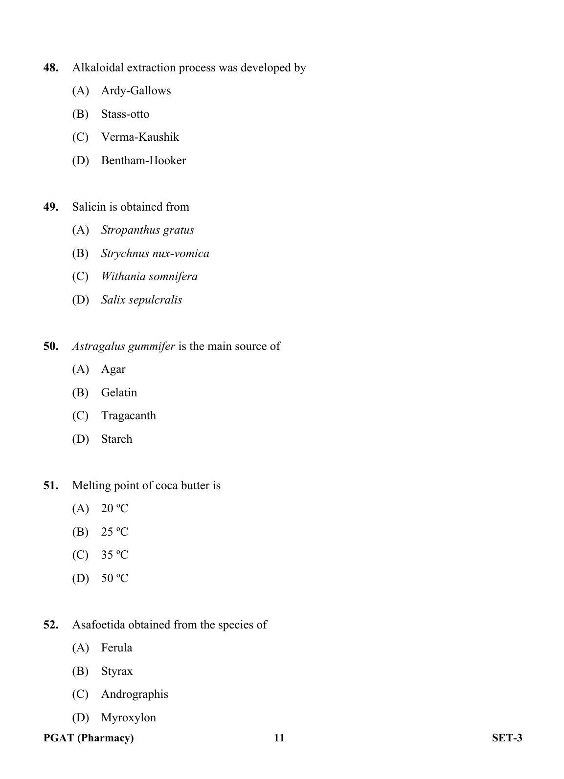 OJEE PGAT 2013 Pharmacy Set 3 Question Paper - Page 10