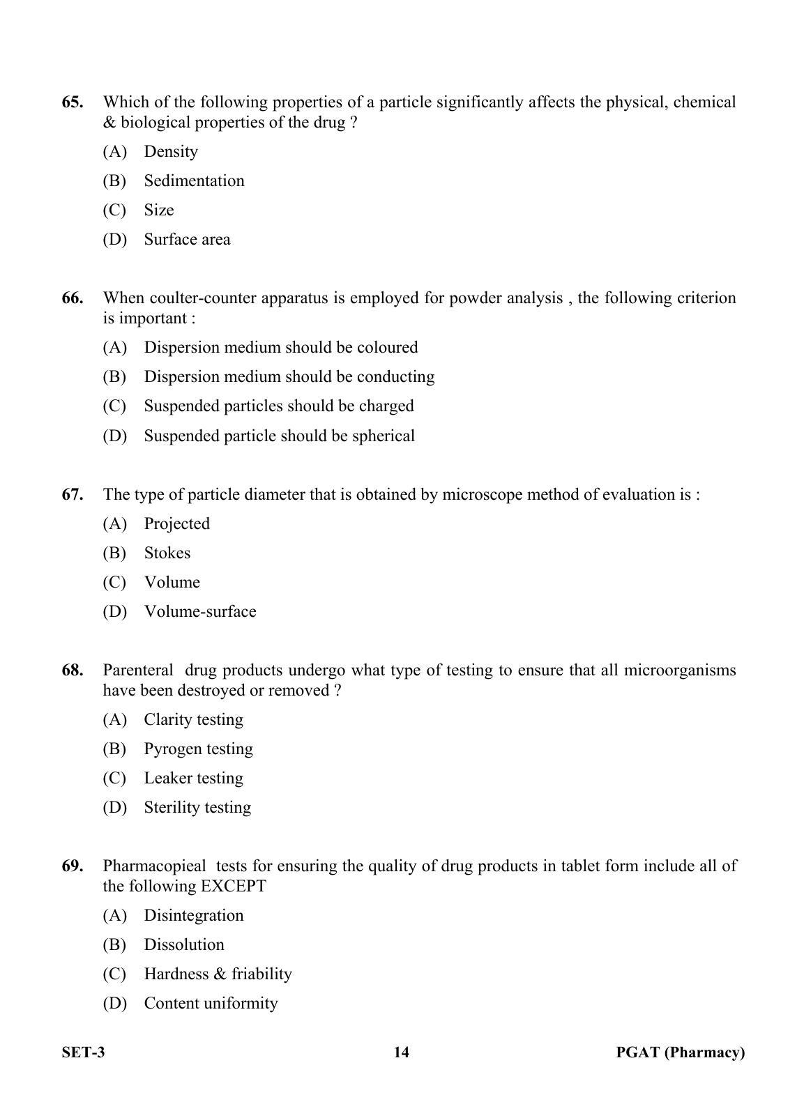 OJEE PGAT 2013 Pharmacy Set 3 Question Paper - Page 13
