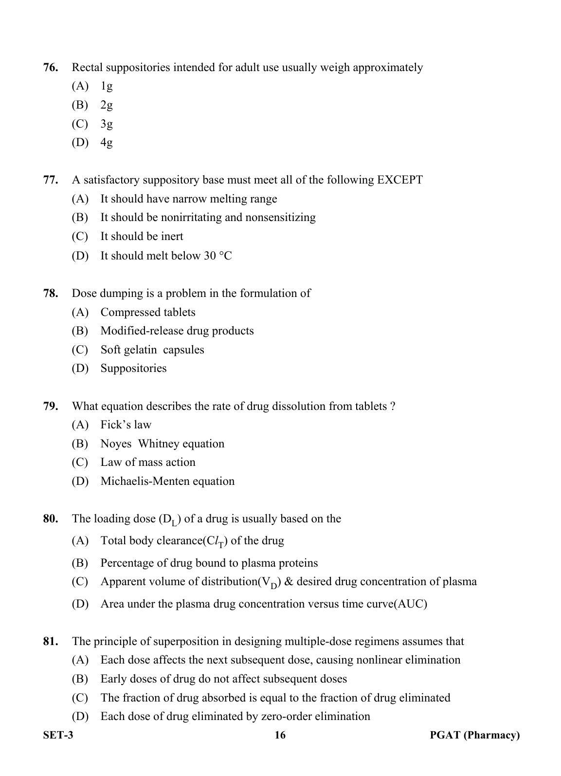 OJEE PGAT 2013 Pharmacy Set 3 Question Paper - Page 15