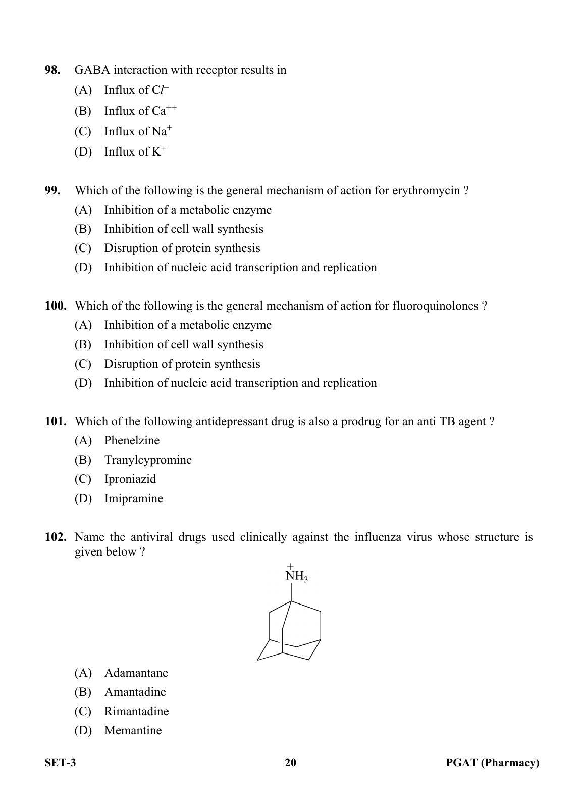 OJEE PGAT 2013 Pharmacy Set 3 Question Paper - Page 19