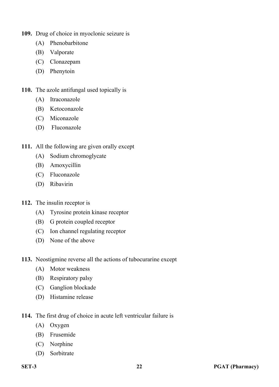 OJEE PGAT 2013 Pharmacy Set 3 Question Paper - Page 21
