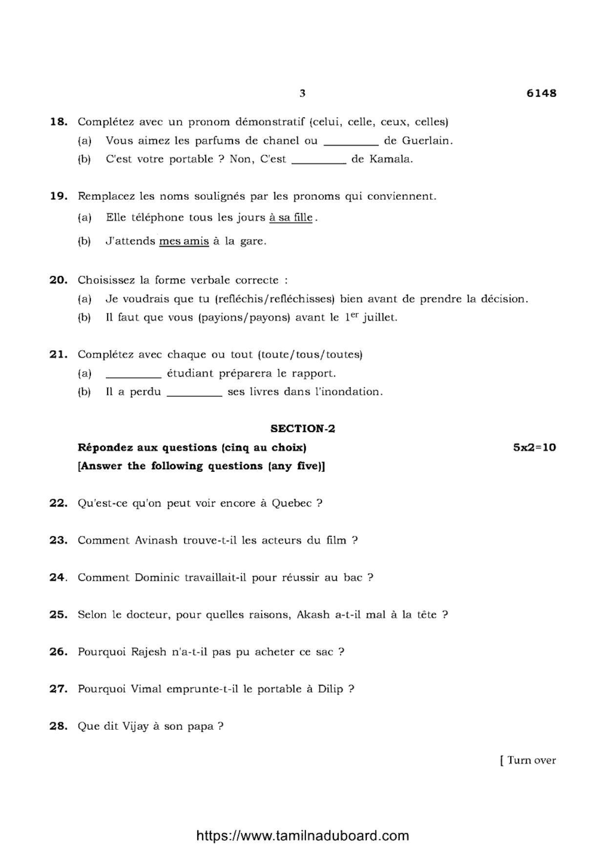 TN Class 10 French-P4-6148 Question Papers May 2022 - Page 3