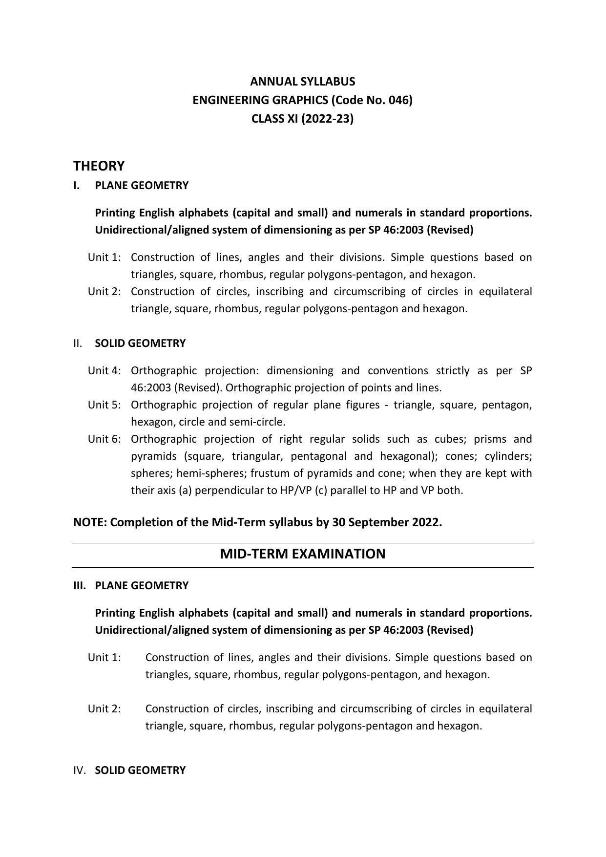 Edudel Class 11 Engineering Graphics Syllabus - Page 1