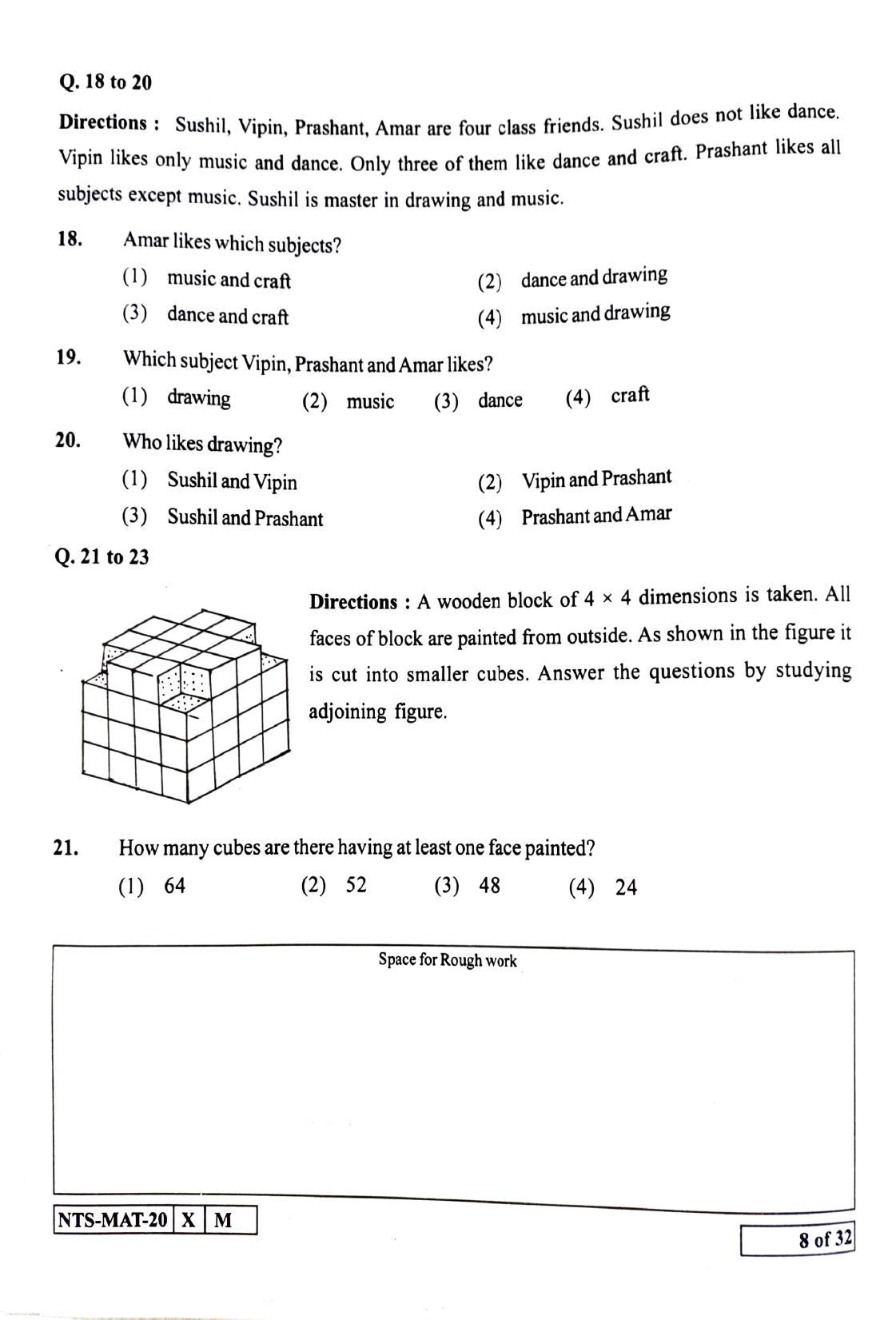 Maharashtra NTSE 2021 English MAT Question Paper - Page 8