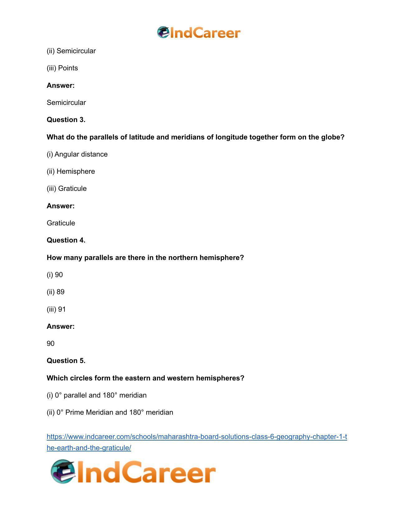 Maharashtra Board Solutions Class 6-Geography: Chapter 1- The Earth and the Graticule - Page 3