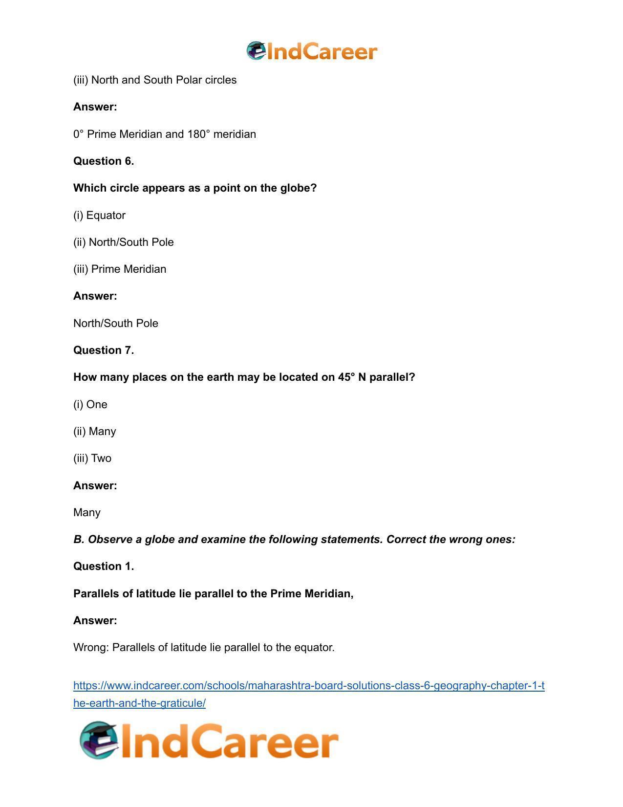 Maharashtra Board Solutions Class 6Geography Chapter 1 The Earth and