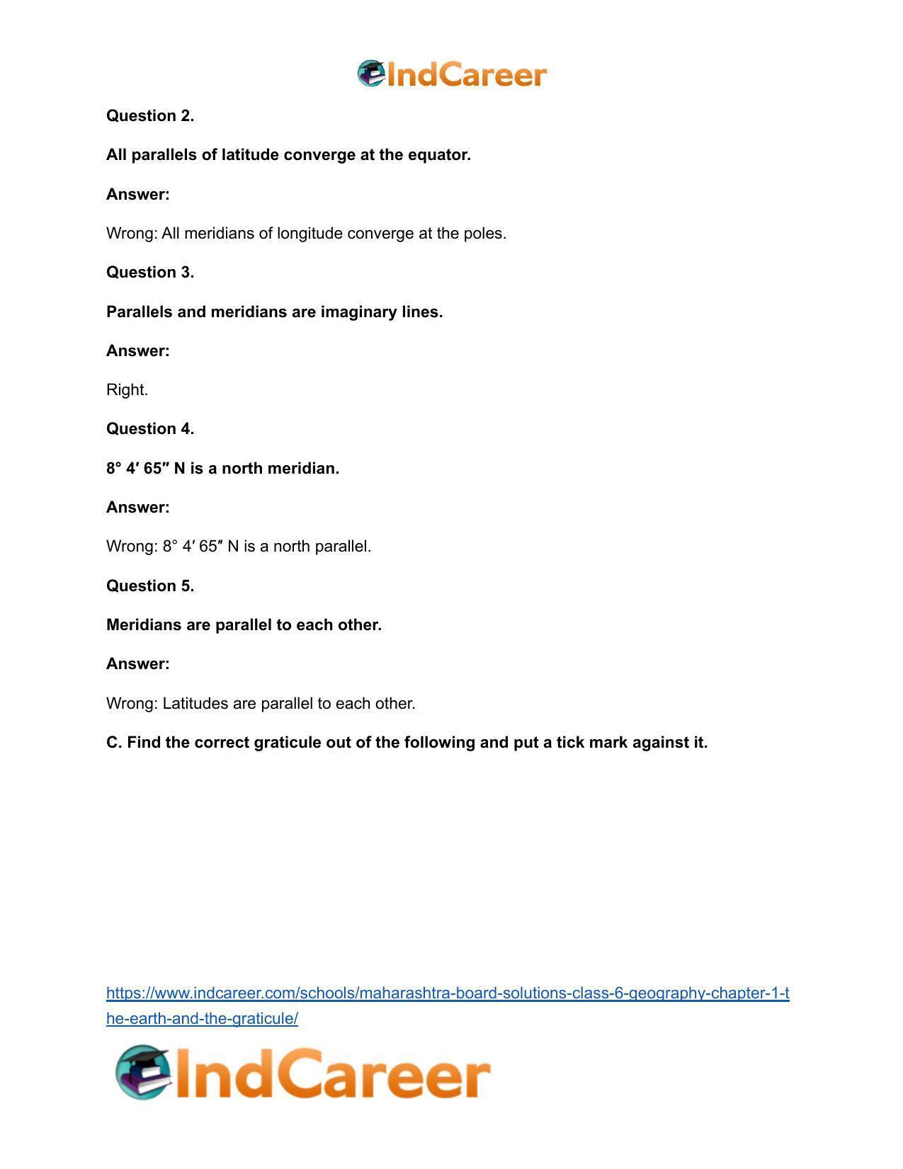 Maharashtra Board Solutions Class 6-Geography: Chapter 1- The Earth and the Graticule - Page 5