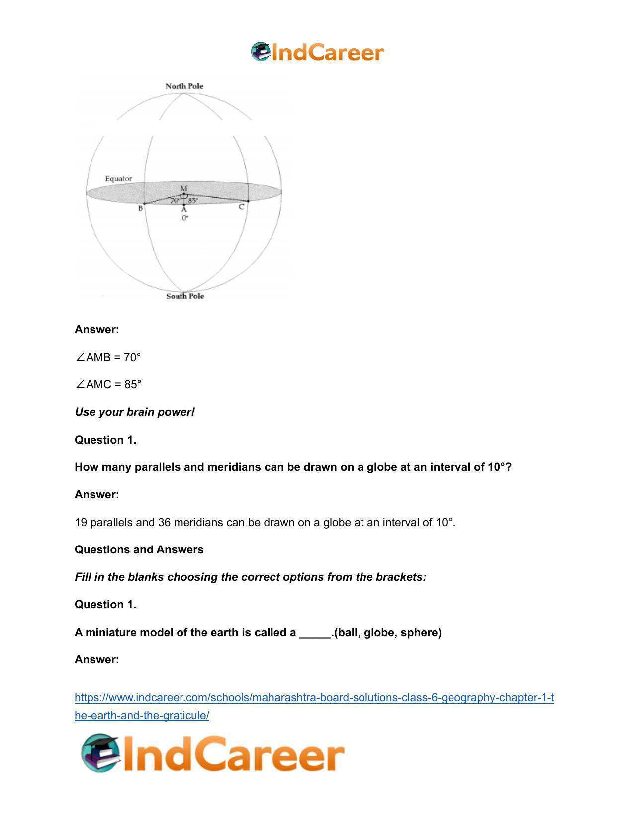 Maharashtra Board Solutions Class 6-Geography: Chapter 1- The Earth and the Graticule - Page 12