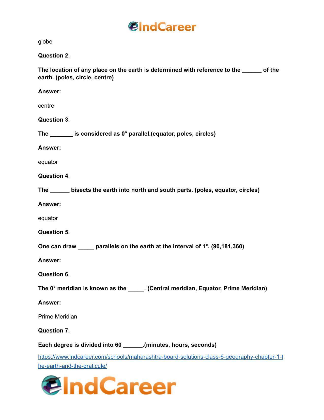 Maharashtra Board Solutions Class 6-Geography: Chapter 1- The Earth and the Graticule - Page 13