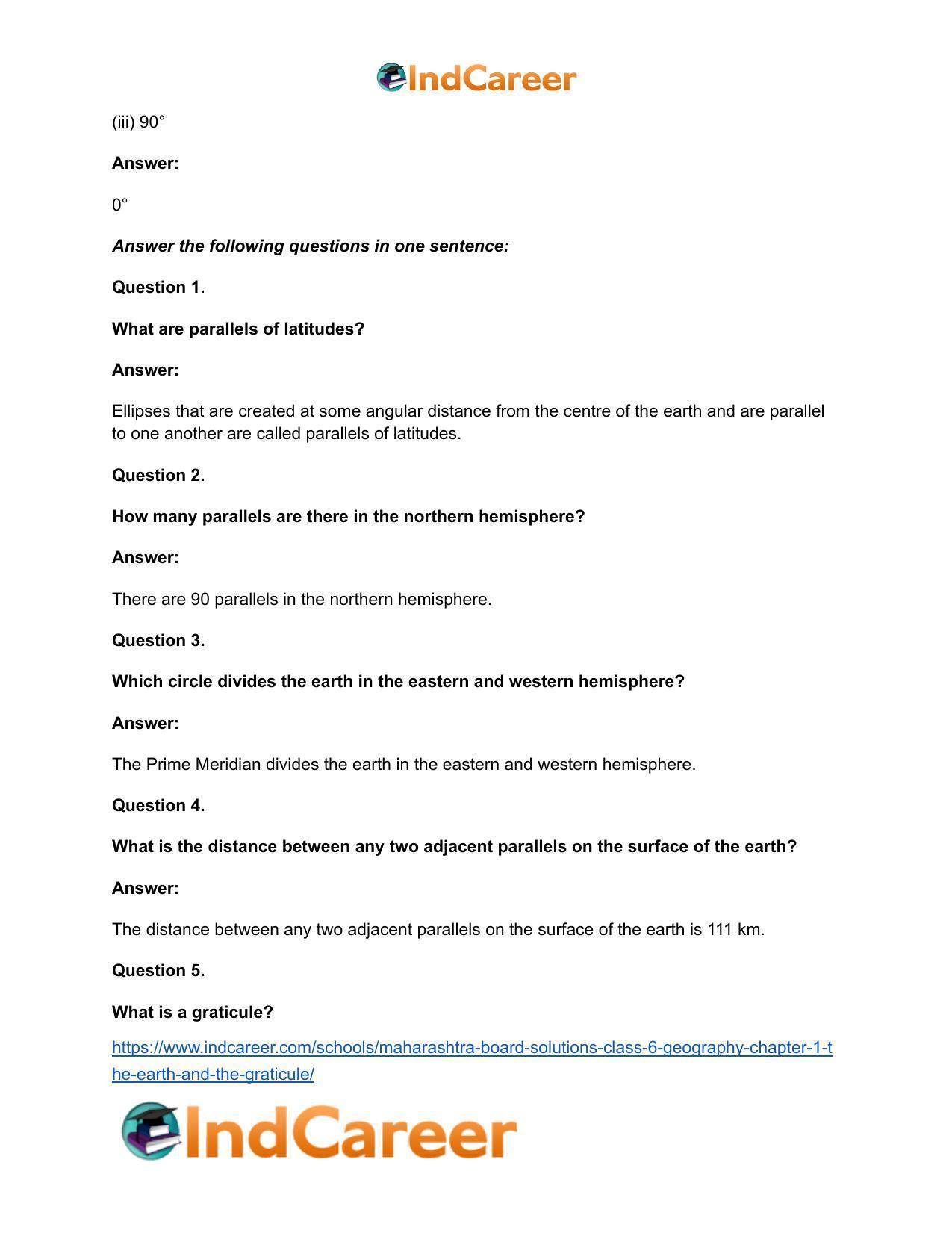 Maharashtra Board Solutions Class 6-Geography: Chapter 1- The Earth and the Graticule - Page 16