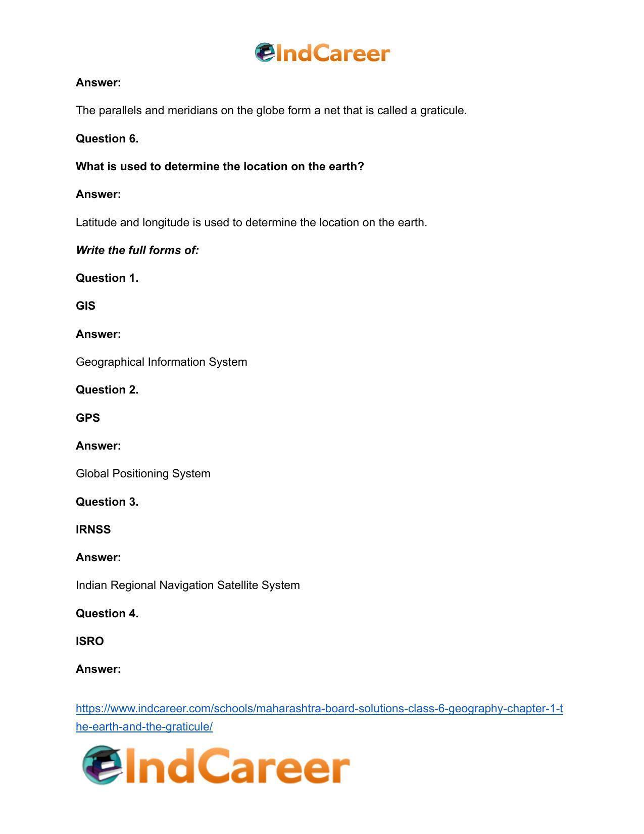 Maharashtra Board Solutions Class 6-Geography: Chapter 1- The Earth and the Graticule - Page 17