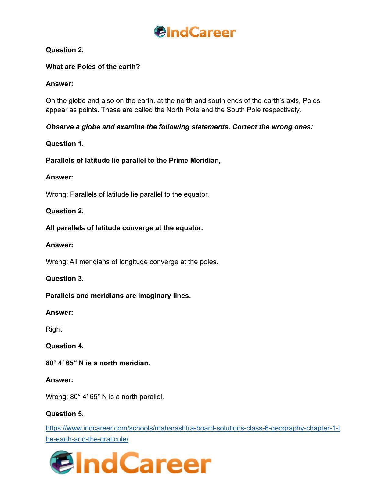 Maharashtra Board Solutions Class 6-Geography: Chapter 1- The Earth and the Graticule - Page 19