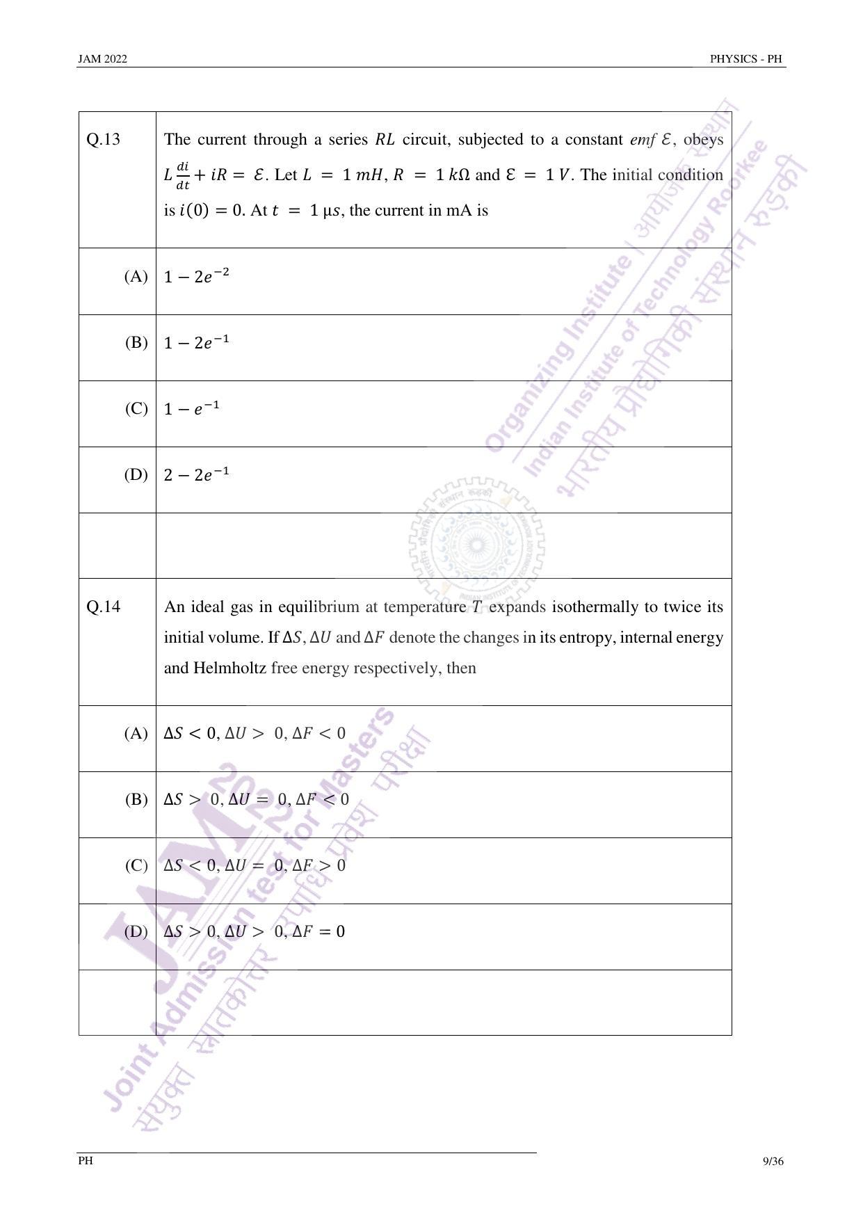 JAM 2022: PH Question Paper - Page 8