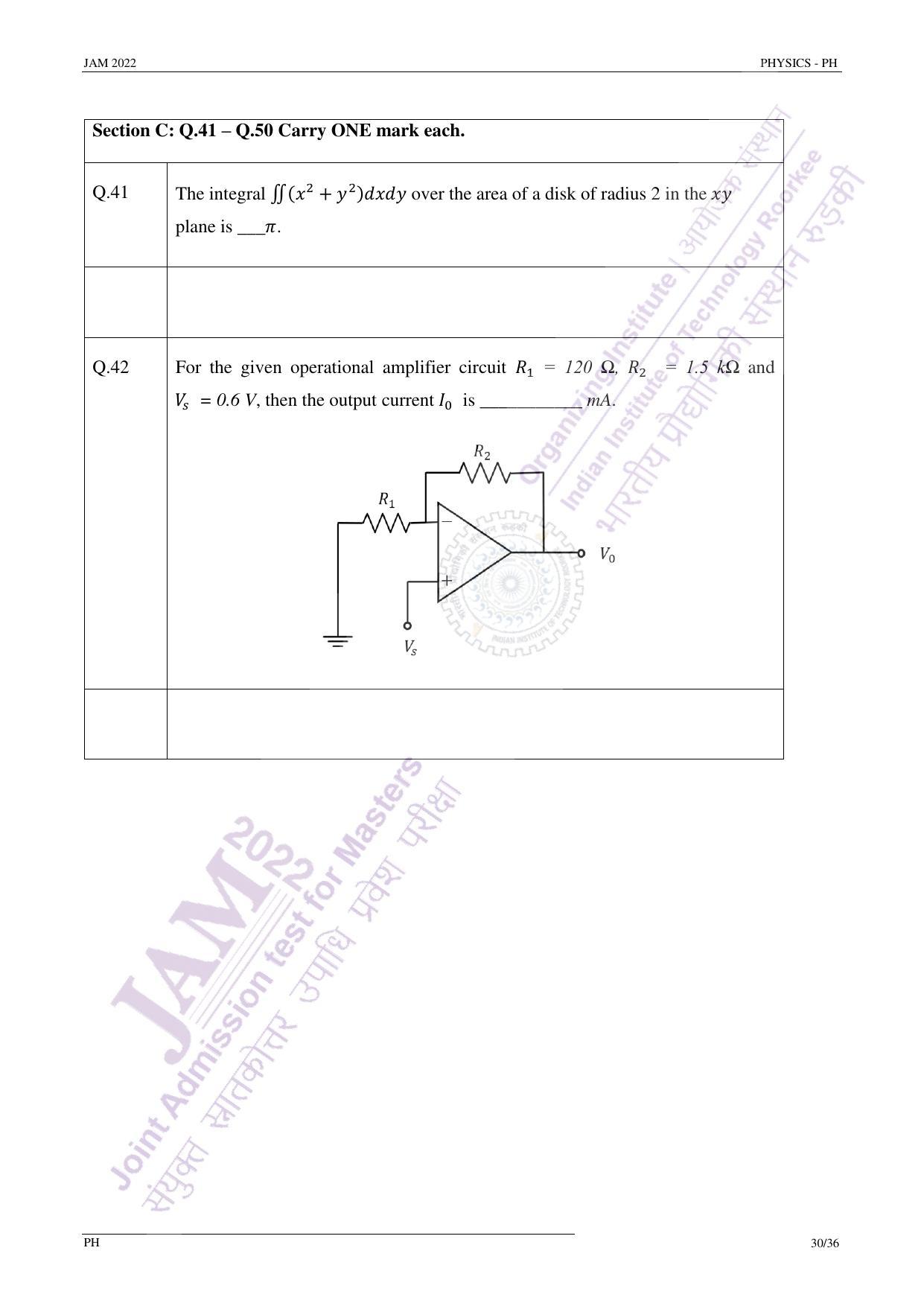JAM 2022: PH Question Paper - Page 29