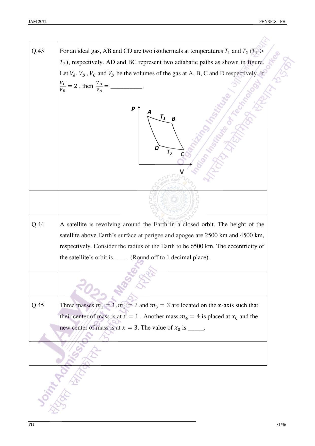 JAM 2022: PH Question Paper - Page 30