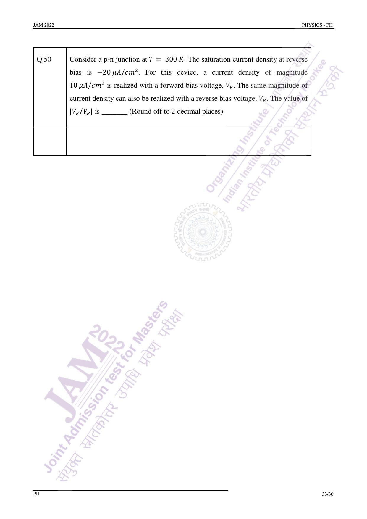 JAM 2022: PH Question Paper - Page 32