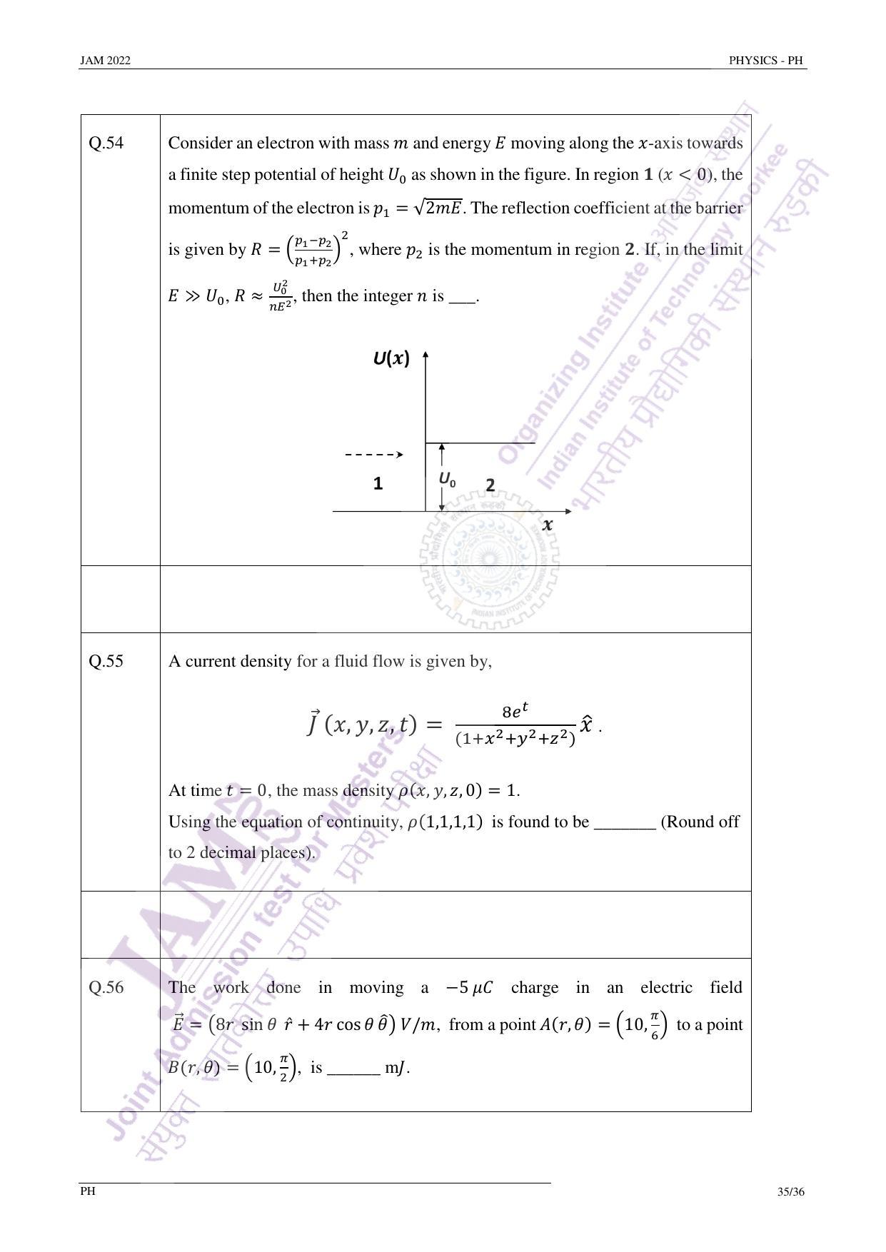 JAM 2022: PH Question Paper - Page 34