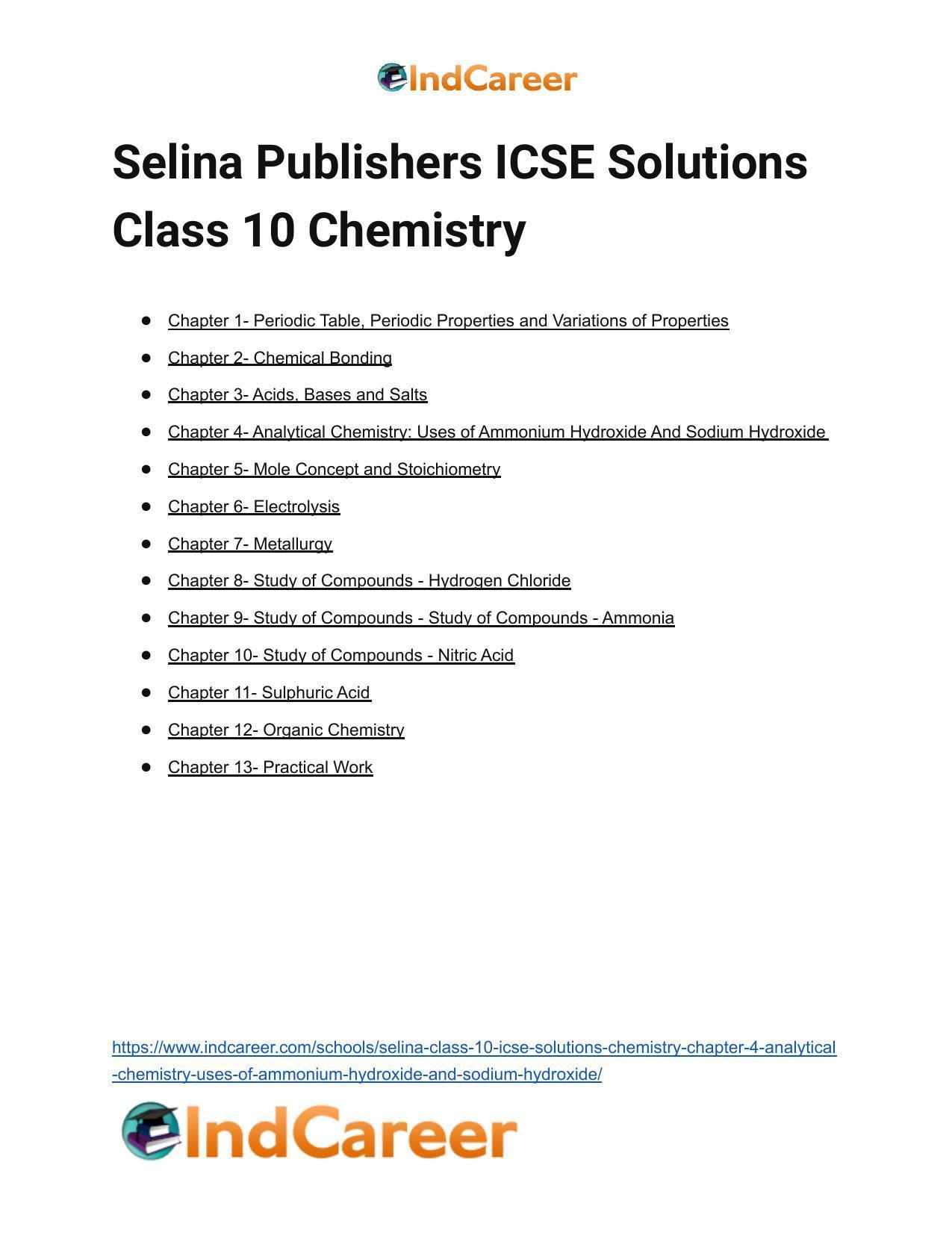 Selina Class 10 ICSE Solutions Chemistry : Chapter 4- Analytical Chemistry: Uses of Ammonium Hydroxide And Sodium Hydroxide - Page 12