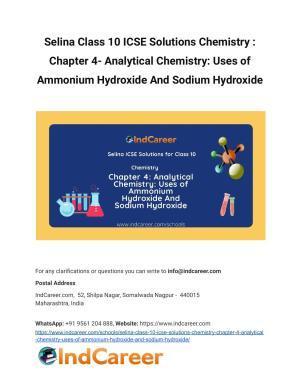 Selina Class 10 ICSE Solutions Chemistry : Chapter 4- Analytical Chemistry: Uses of Ammonium Hydroxide And Sodium Hydroxide