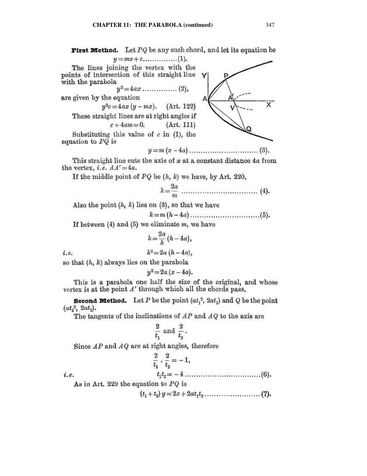 Chapter 11: The Parabola (Continued) - SL Loney Solutions: The Elements of Coordinate Geometry - Page 3