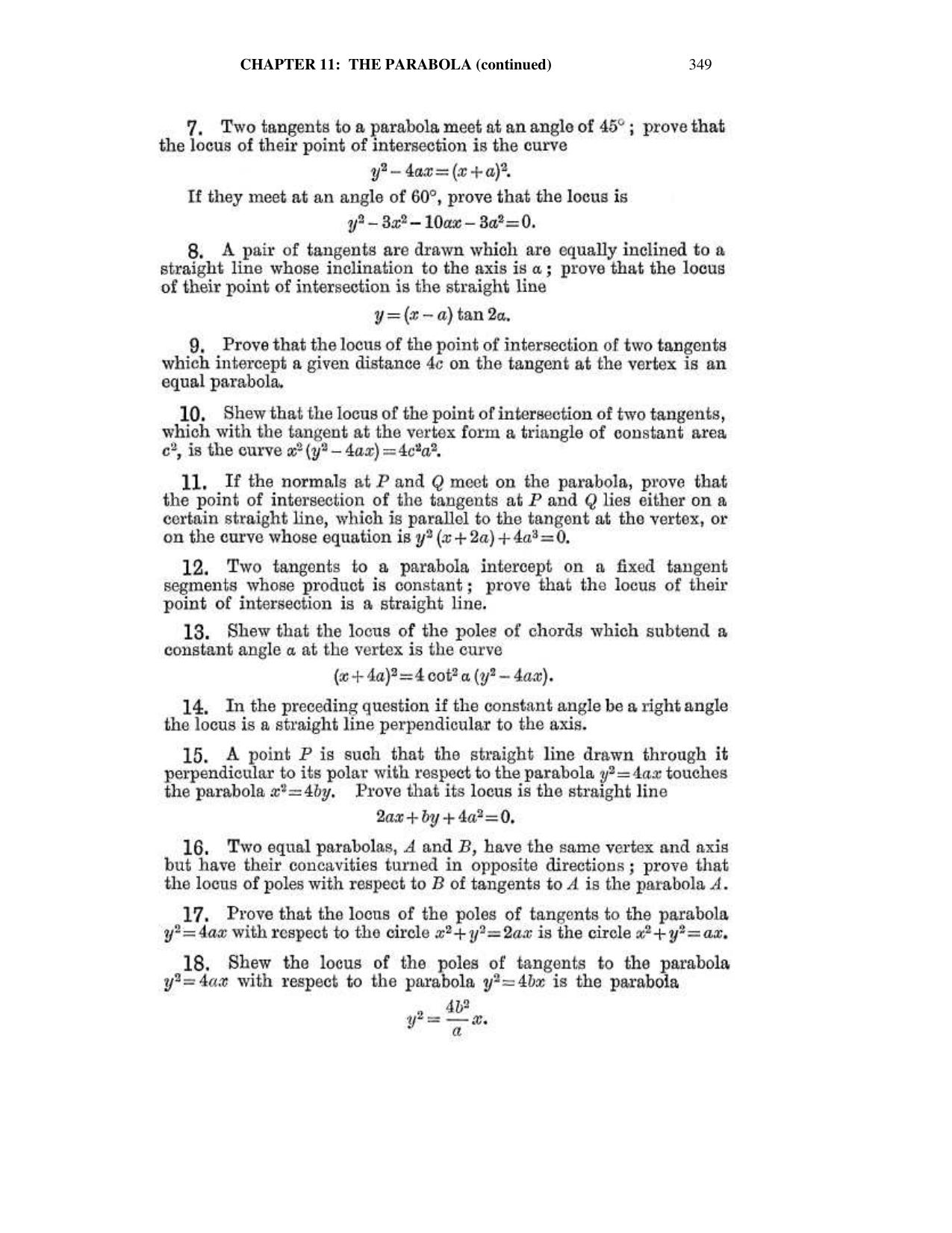Chapter 11: The Parabola (Continued) - SL Loney Solutions: The Elements of Coordinate Geometry - Page 5