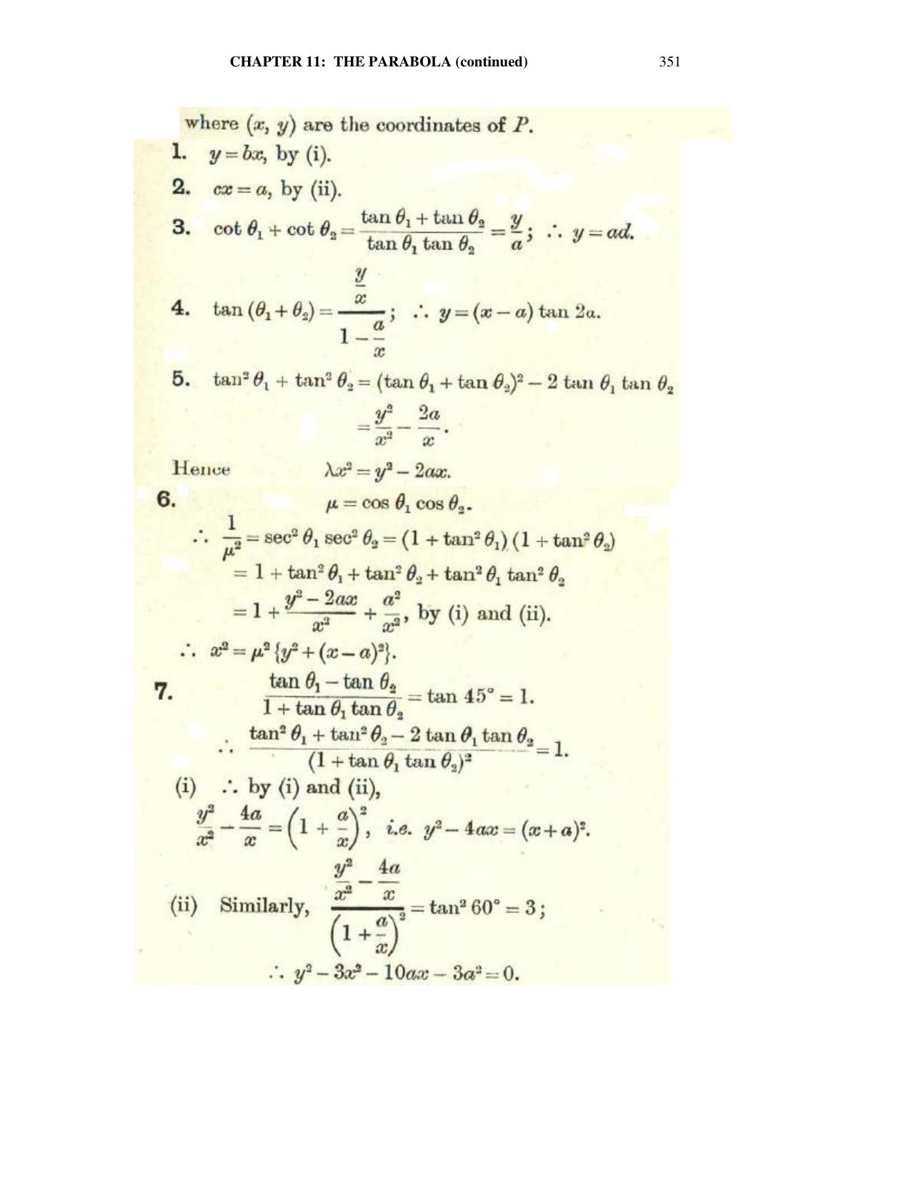 Chapter 11: The Parabola (Continued) - SL Loney Solutions: The Elements of Coordinate Geometry - Page 7