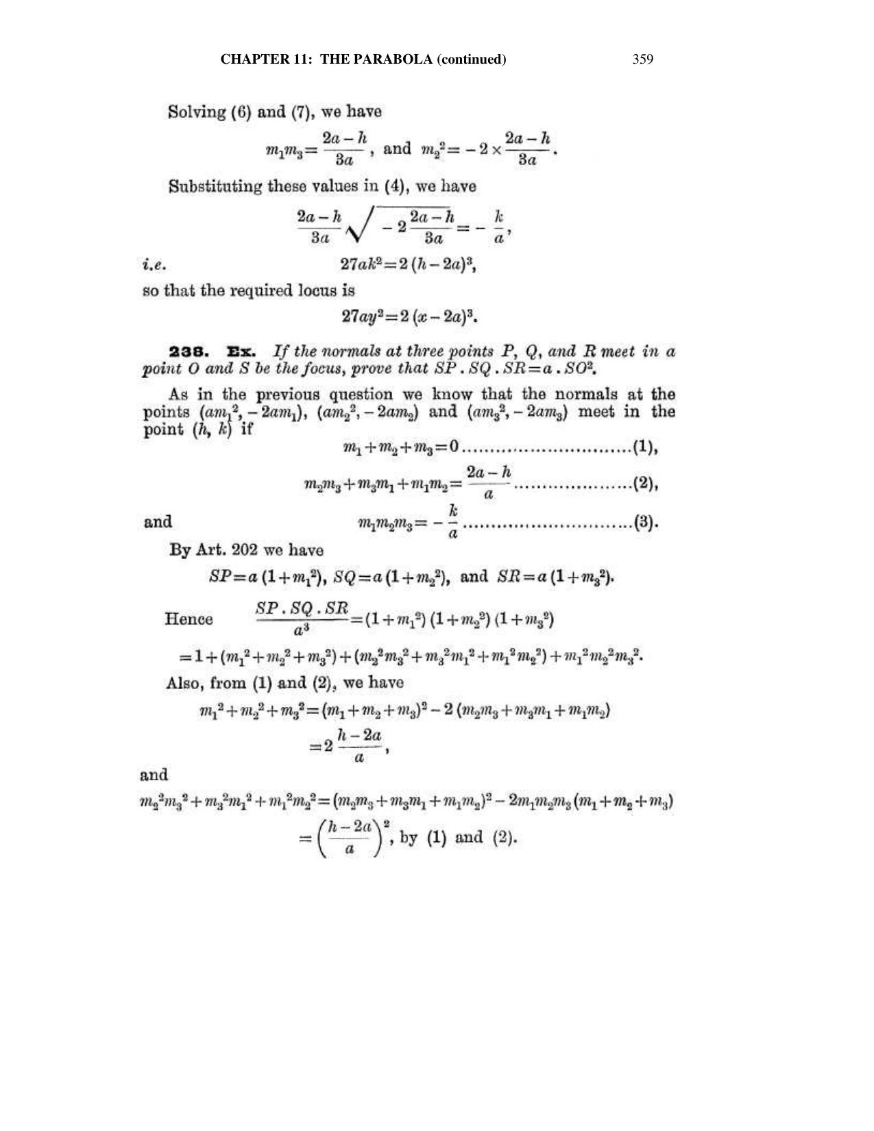 Chapter 11: The Parabola (Continued) - SL Loney Solutions: The Elements of Coordinate Geometry - Page 15