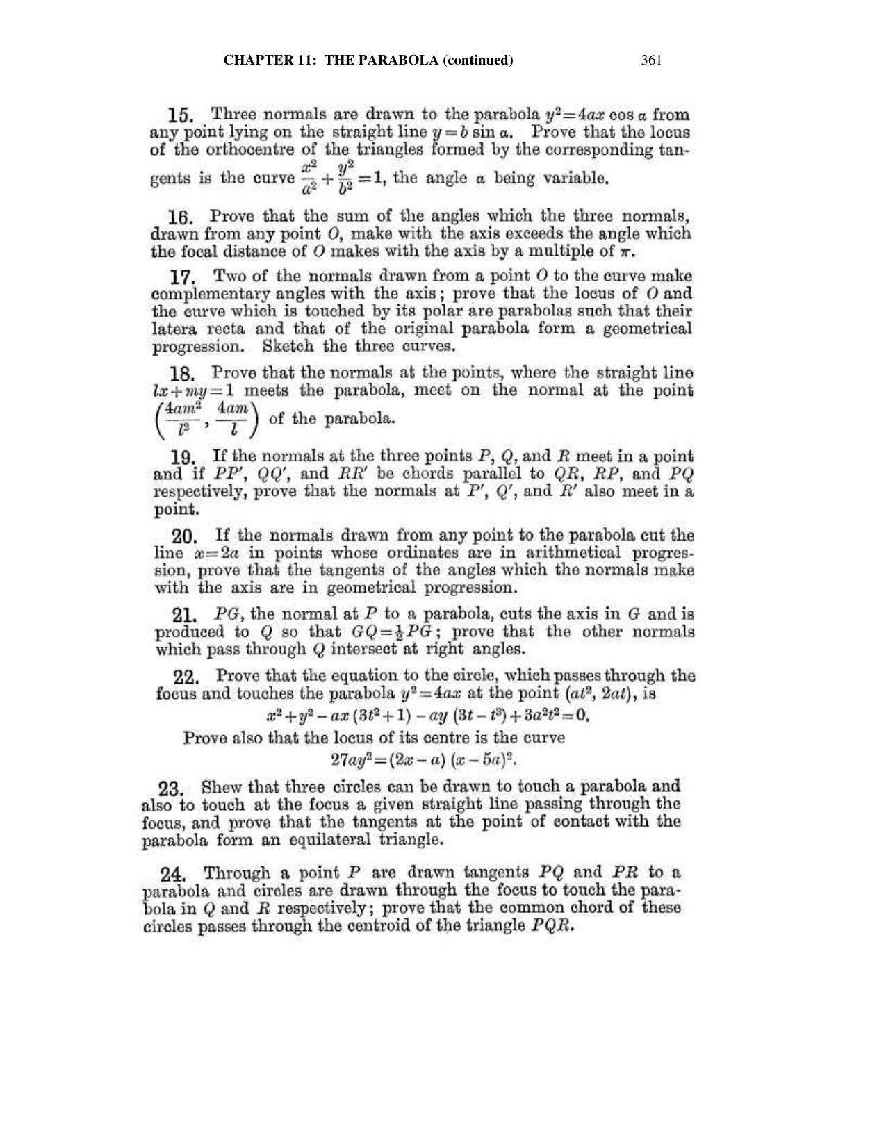 Chapter 11: The Parabola (Continued) - SL Loney Solutions: The Elements of Coordinate Geometry - Page 17