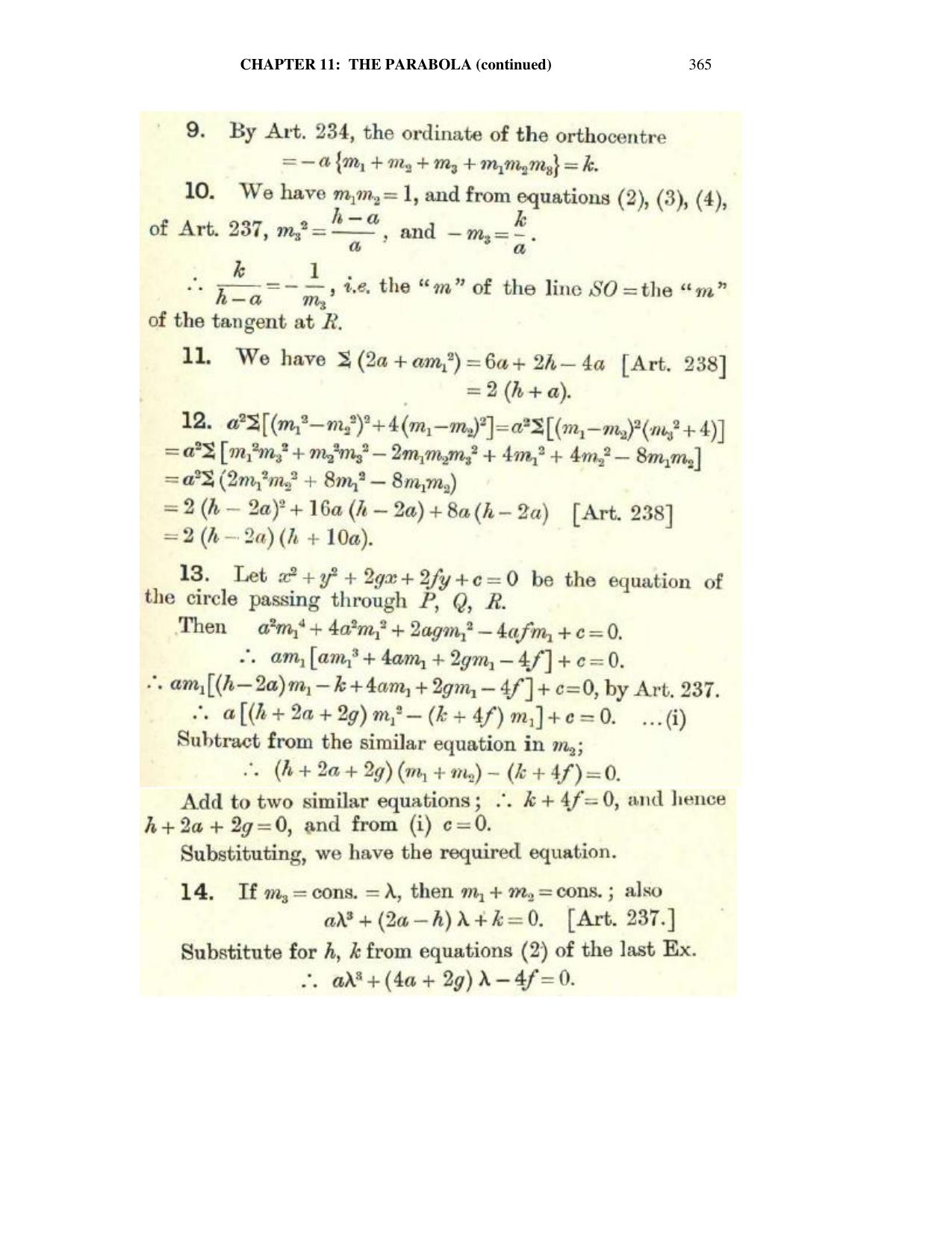 Chapter 11: The Parabola (Continued) - SL Loney Solutions: The Elements of Coordinate Geometry - Page 21
