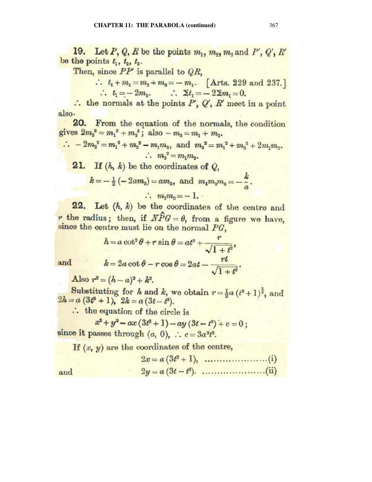 Chapter 11: The Parabola (Continued) - SL Loney Solutions: The Elements of Coordinate Geometry - Page 23