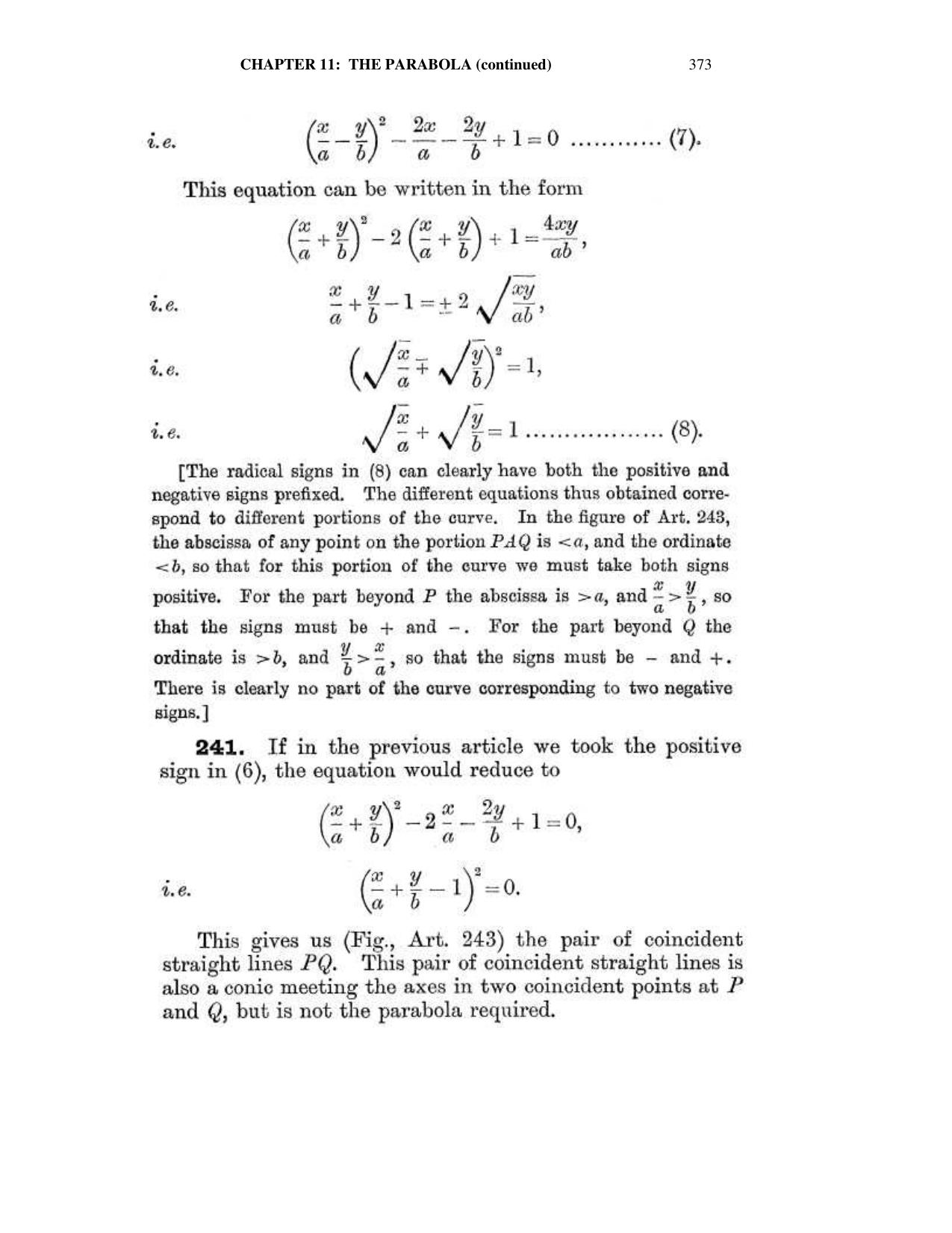 Chapter 11: The Parabola (Continued) - SL Loney Solutions: The Elements of Coordinate Geometry - Page 29