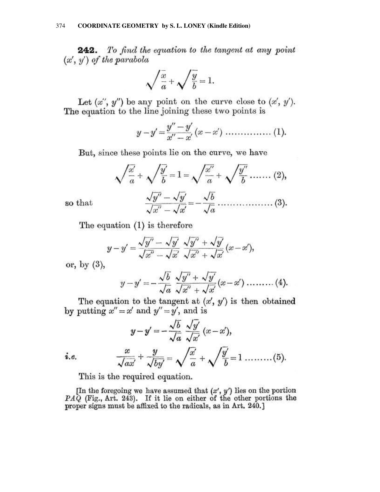 Chapter 11: The Parabola (Continued) - SL Loney Solutions: The Elements of Coordinate Geometry - Page 30