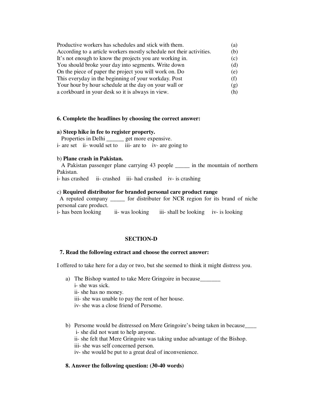 CBSE Worksheets for Class 9 English Assignment 26 - Page 3