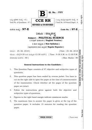 Karnataka SSLC POLITICAL SCIENCE - ENGLISH (97-E%20(RR) (Revised Un-Revised)_sp10) (Supplementary) June 2018 Question Paper