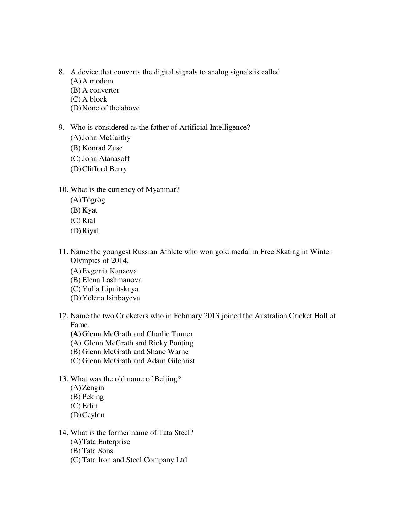 OJEE 2014 MAM Question Paper - Page 2